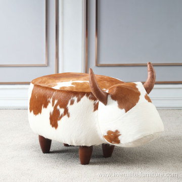 hot sell designer cute animal cowhide foot stool